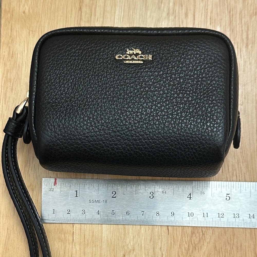Coach Black Pebbled Leather Pouch Wristlet